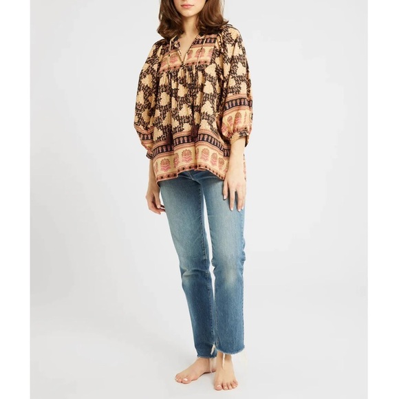 Mille Charlie Top In Nouveau Trellis Size Small Billowy Sleeves Boho Tuckernuck - Picture 4 of 16